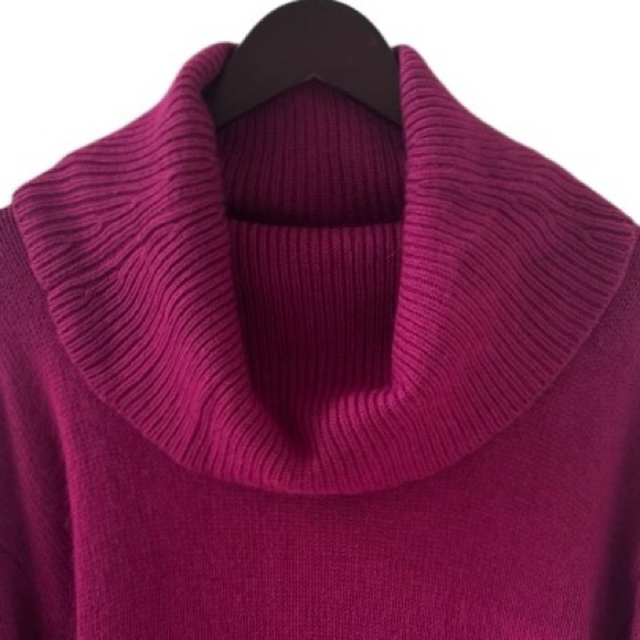 Express Deep Pink Cowl Neck 3/4 Sleeve Angora Blend Sweater Size Small - Picture 2 of 5